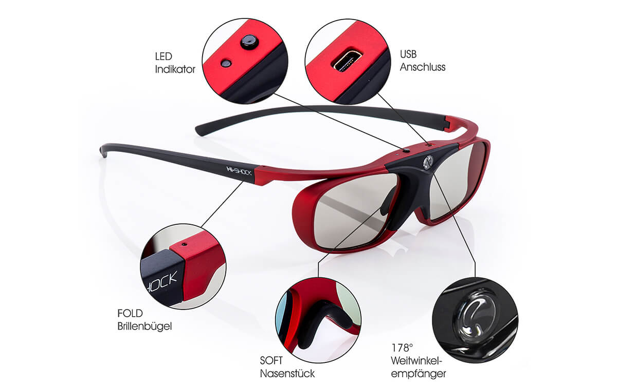 2x Hi-SHOCK® RF Pro 3D Brille Scarlet Heaven für RF Beamer ...